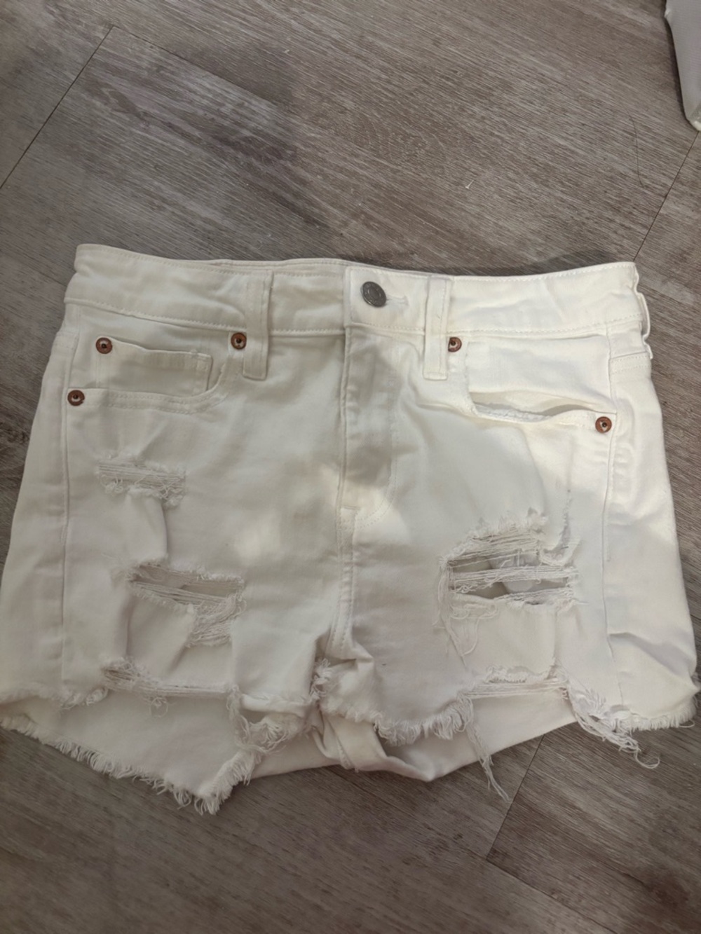 American Eagle Outfitters White Distressed Denim Cutoff Shorts